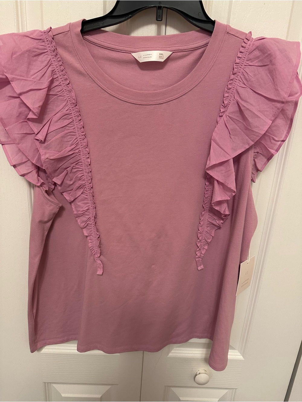 LC Lauren Conrad Mauve Ruffle Sleeve Tee